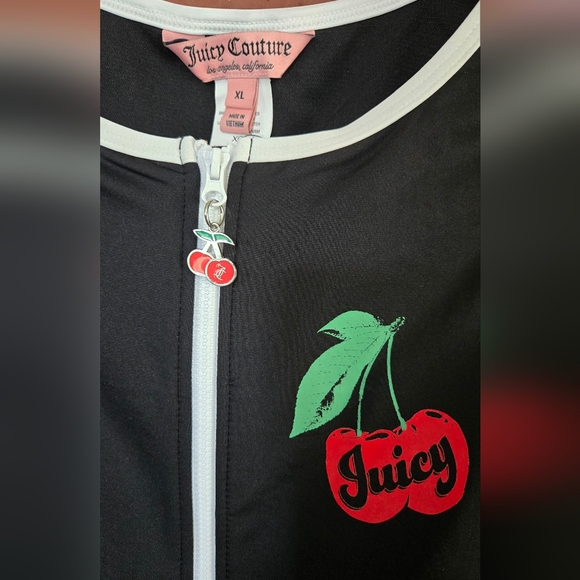 Juicy Couture One Piece Swimsuit XL Black Cherry Zip Front High Cut Sporty Retro - Picture 3 of 4